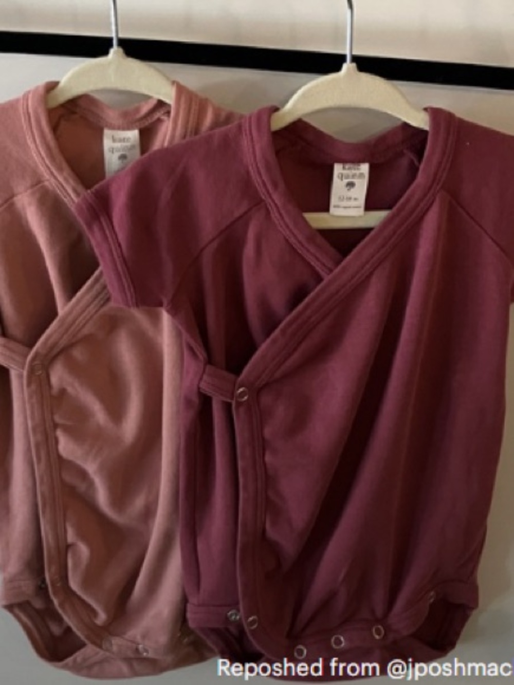 Two Kate Quinn Baby Kimono Bodysuits - Dusty Rose & Mauve